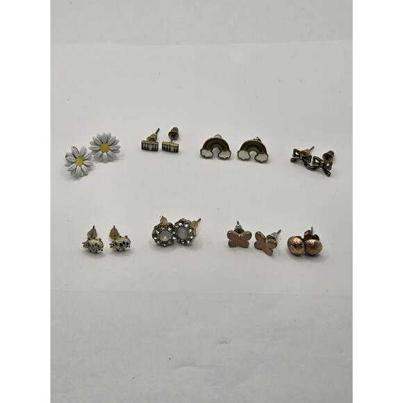 Pierced Earring Lot of 8 Rainbow Butterfly Insect Piano Keys. Daisy has issue - Picture 1 of 3